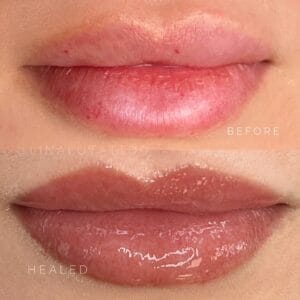 Lip Blush Tattoo in Nude Desert Sand by DAELA Cosmetic Tattoo