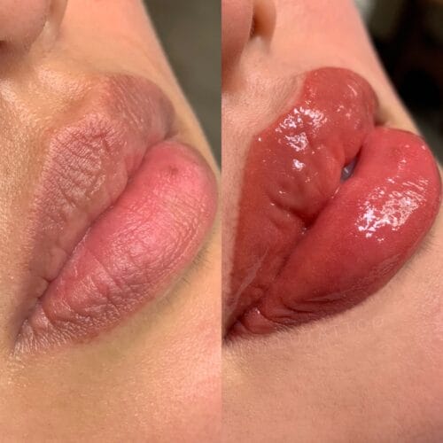 Lip Blush Tattoo in Tomato Red at DAELA Cosmetic Tattoo 