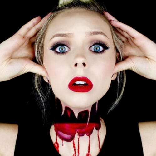 Creative expression through Halloween makeup.