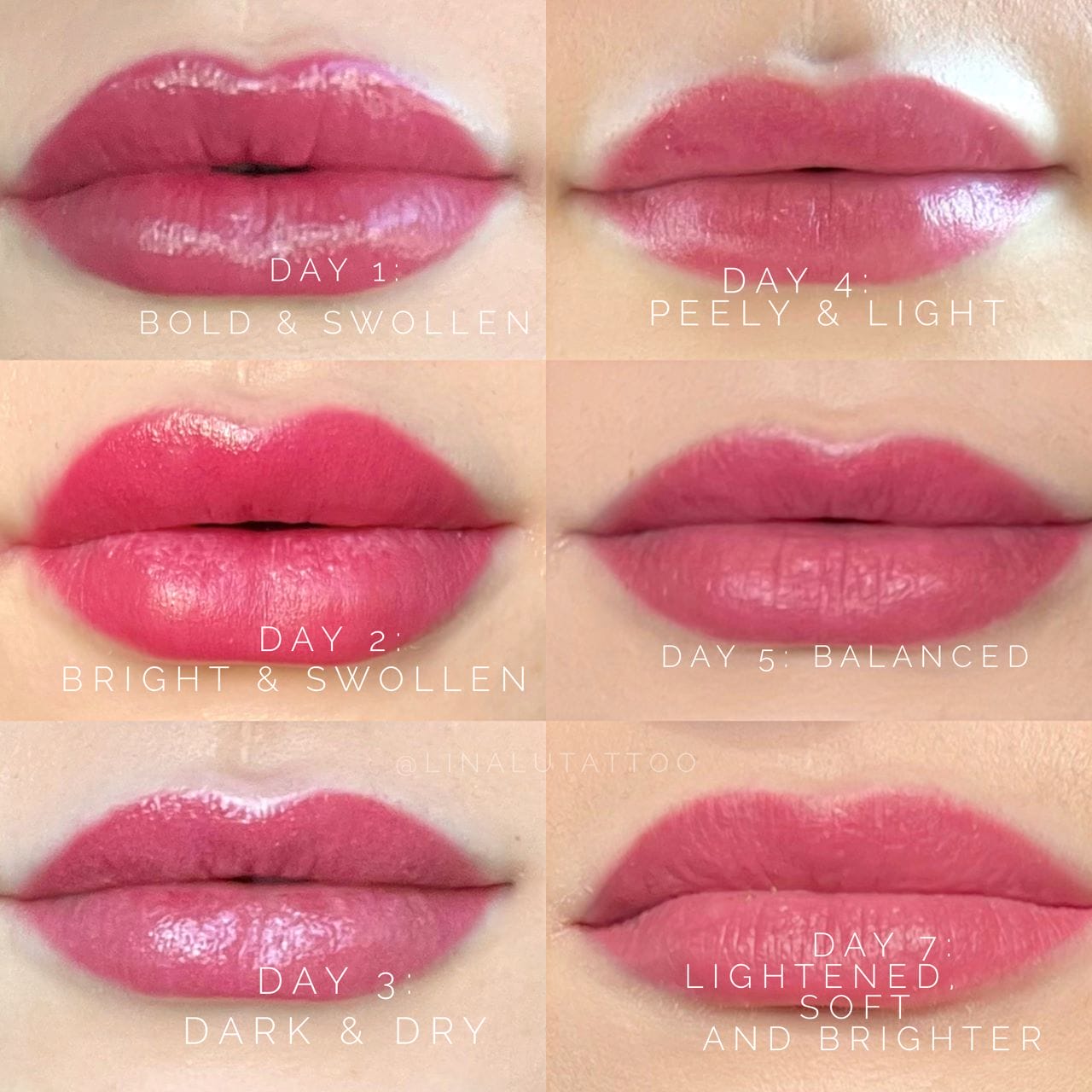 Stages of Healing Lip Blush Tattoo