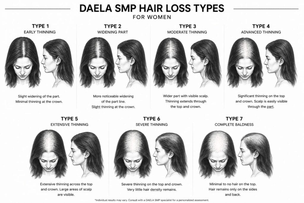 Female hair loss patterns