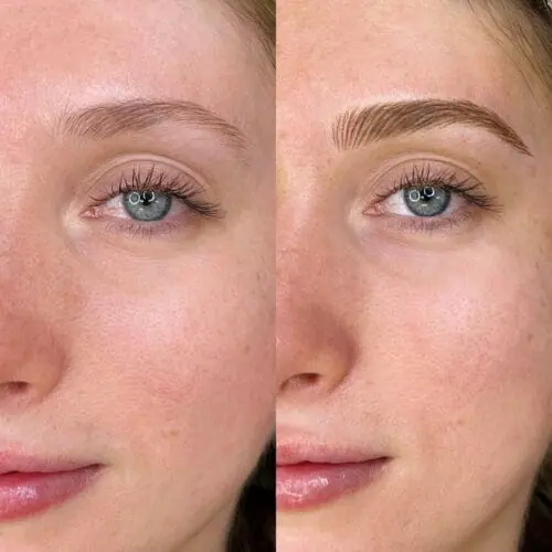 Machine hairstrokes in Scottsdale by Haley at DAELA Cosmetic Tattoo