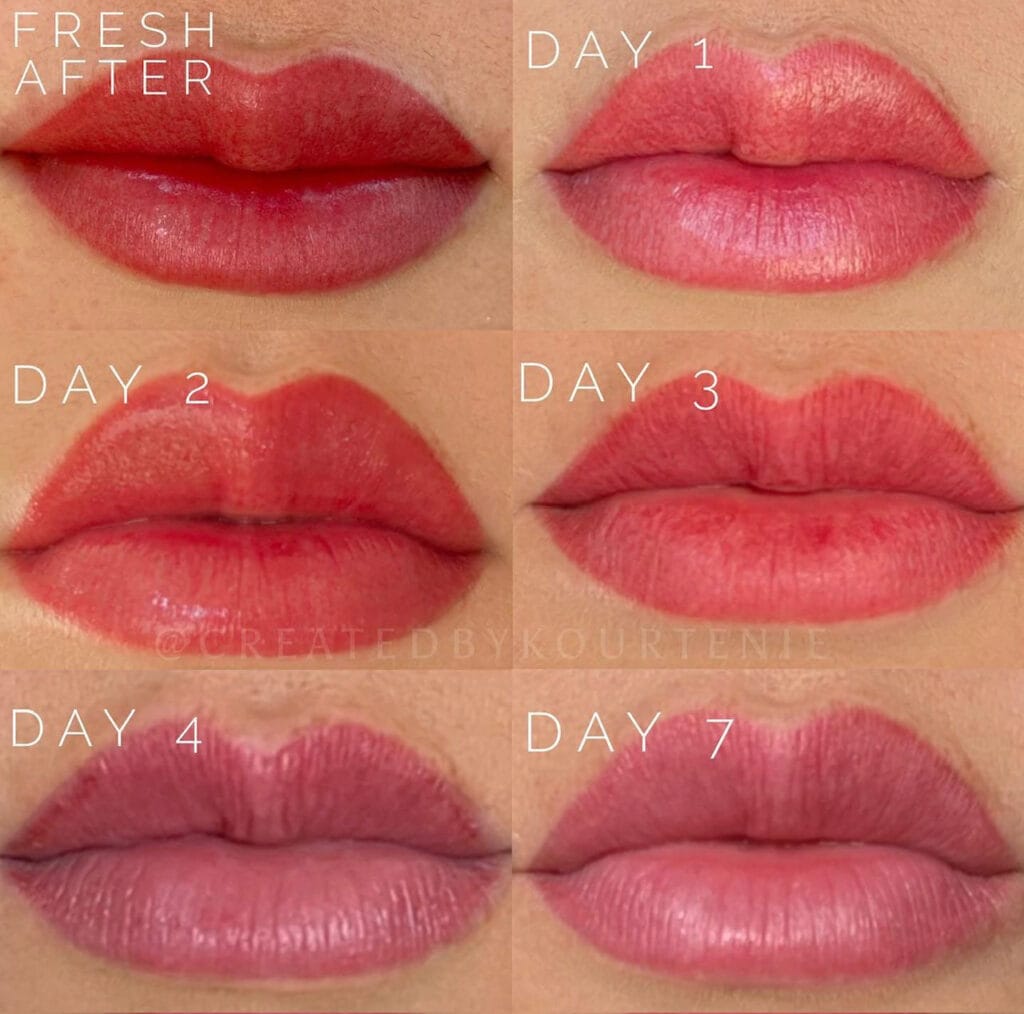 stages of healing lip blush