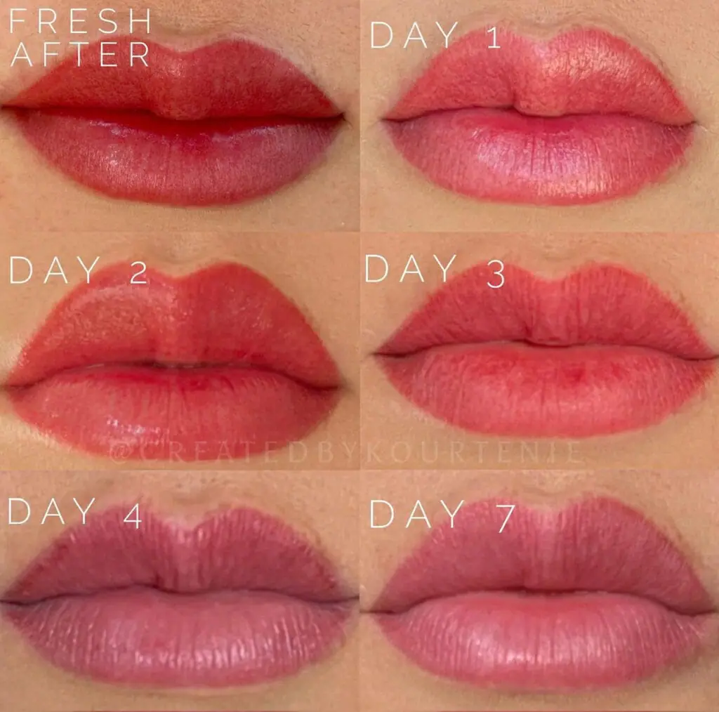 stages of healing lip blush