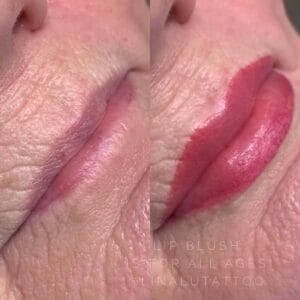 Lip Blush tattoo before and After on Mature Lips