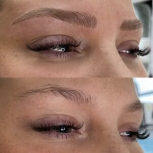 thinning eyebrows before and after microblading