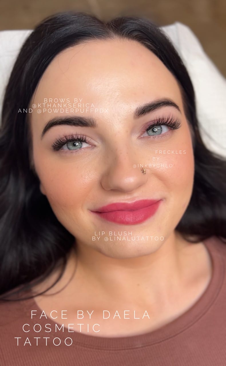 freckles lips brows full face