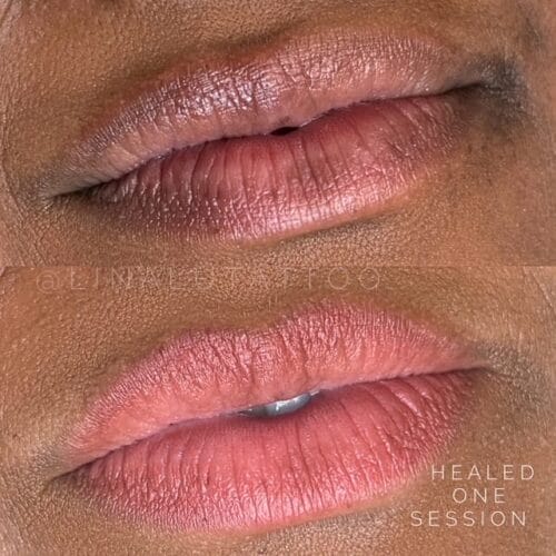 Dynamic Duo: Lip Blush Tattoo on Melanin-Rich Lips