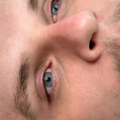 Guide to Man Brows: Masculine Tattooed Hairstrokes: BEFORE by Erica at DAELA Portland